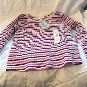 Cat & Jack Girls' Long Sleeve Top - Purple and White Stripes